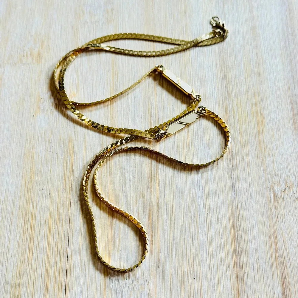 Monet Snake Chain Necklace VTG Gold Tone Chain Bold 70s Enamel Statement‎ 30